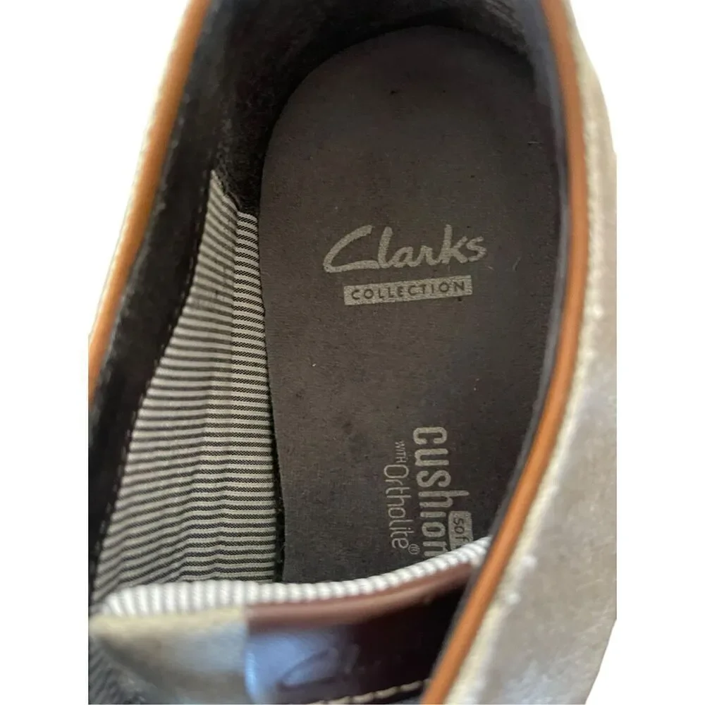 Clarks Mens Brown Grey Leather Round Toe Lace-Up Casual Boat Shoes Size 9 US